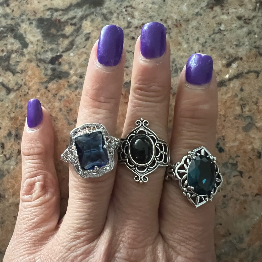 SHEIN Silver Statement Rings